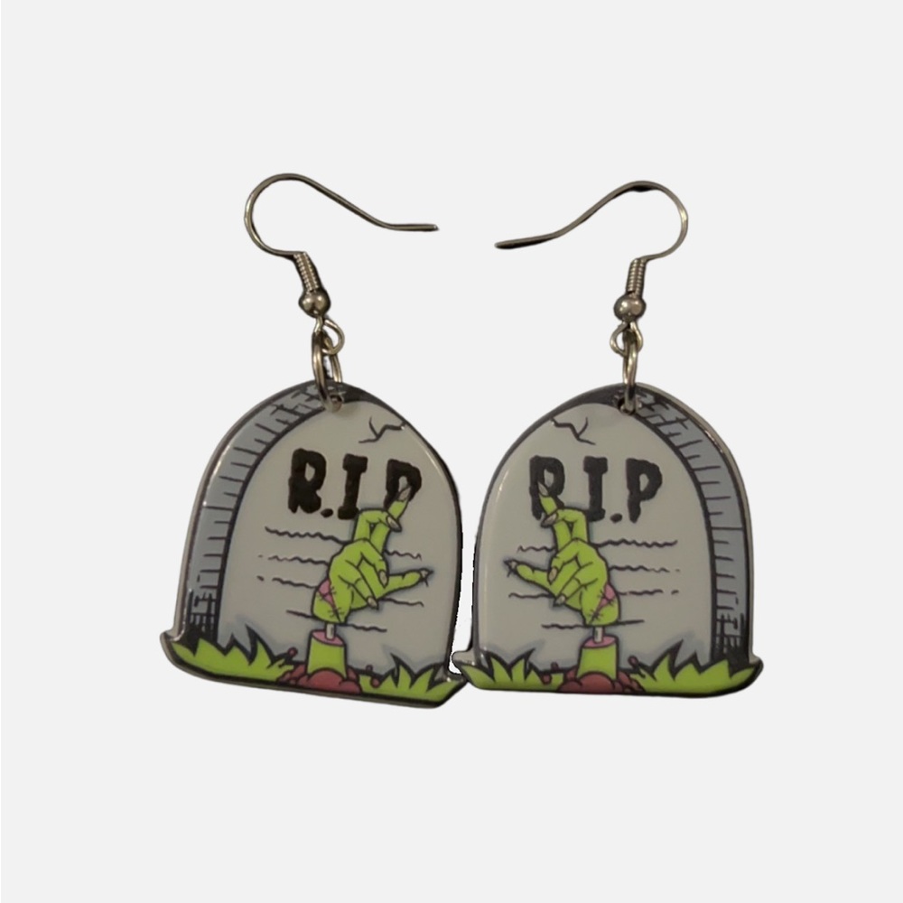 🟢Handmade Zombie Gravestone Earrings